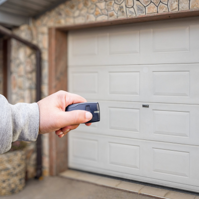 Las Vegas security key fob pointing to a garage door